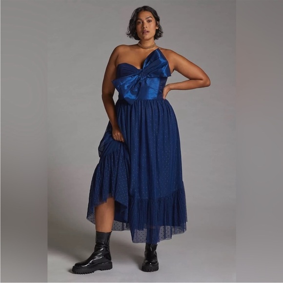 Anthropologie Dresses & Skirts - Anthropologie Hutch Tulle Navy Bowtie Midi Dress
